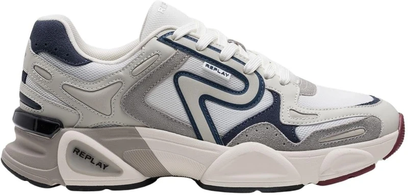 Replay Men's Gms9m Sneaker, 063 White Blue, 9 UK