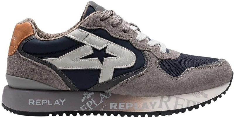 Replay Men's Gms9i Sneaker, 485 Taupe Navy, 9 UK