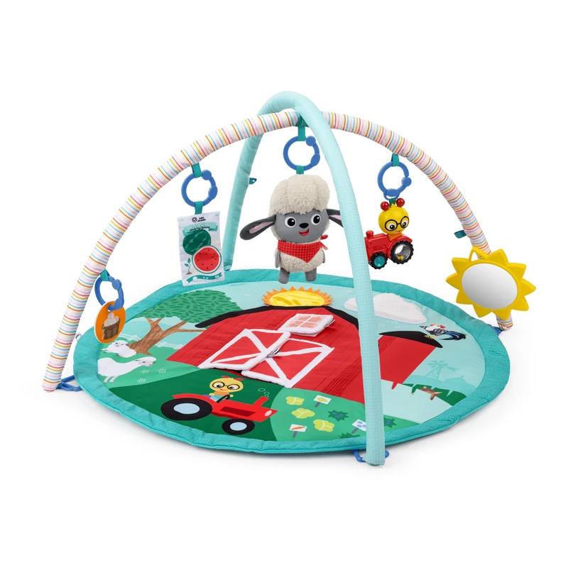 Baby Einstein Farm Explorers Happy Harvest Touch & Feel Activity Gym, with Musical Plush Sheep Ages 0 Months and Up