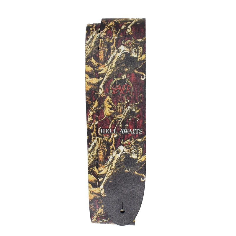 Perri's Leathers Ltd. – Slayer – Hell Awaits – Direct to Leather Guitar Strap – Official Licensed Product – Adjustable Length – For Electric, Acoustic, and Bass Guitars – Made in Canada