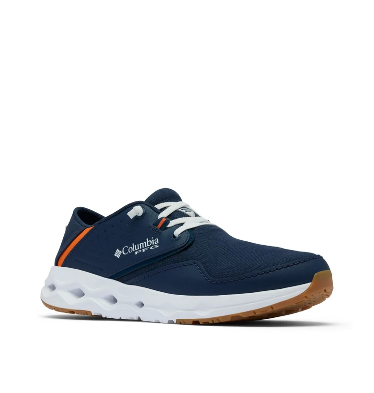 Columbia Men’s PFG Bahama X Relaxed Boat Shoe, Collegiate Navy/Spark Orange, 7.5