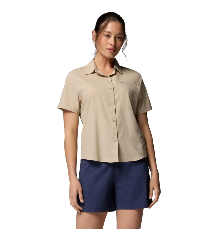 Columbia Women's Silver Ridge Utility 2 Short Sleeve Shirt, Short Sleeve Shirt, Ancient Fossil, Medium