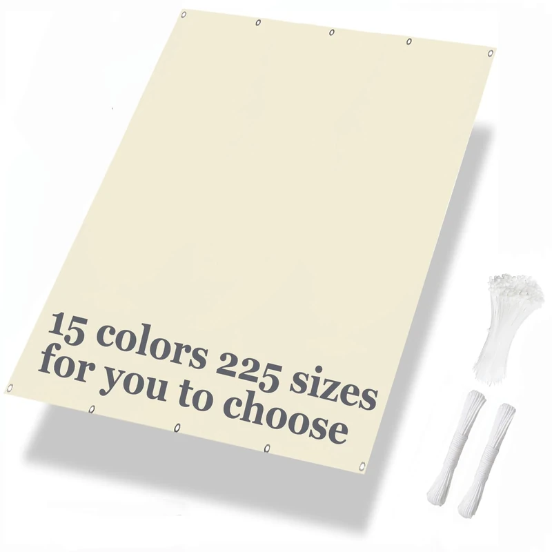 Luxurysail Balcony Privacy Screen PVC Anti-UV Fence Screen for Balcony Deck Patio Balcony Cover Sun Shade Windproof Waterproof with Cable Ties Creamy 1.2x7.5m