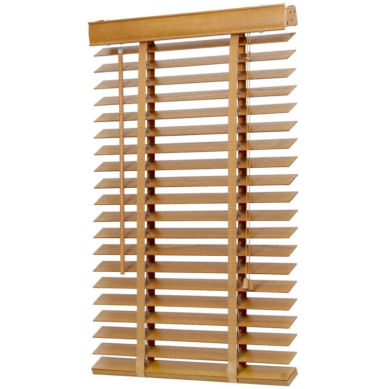 Sekey Wooden Venetian Blind 50 mm Real Wood Adjustable Blinds 100 x 130 cm Beech
