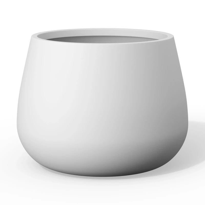 Kante Planter, Concrete, White, 14.8" Dia x 13.8" H