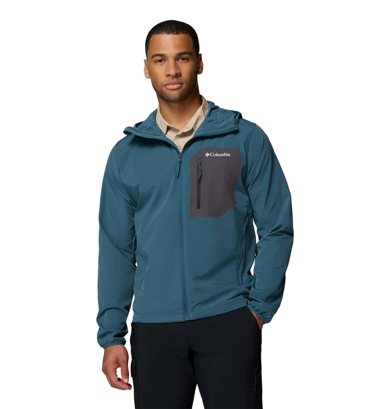 Columbia Men's Tall Heights 3 Hooded Softshell, Softshell Jacket, Everblue/Shark, Medium