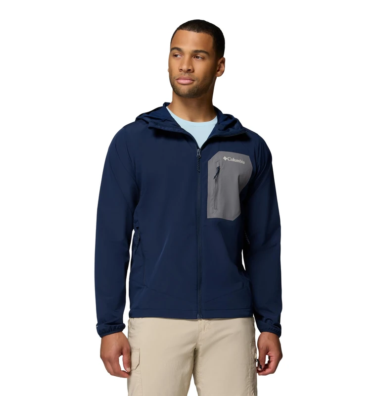 Columbia Men's Tall Heights 3 Hooded Softshell, Softshell Jacket, Collegiate Navy/City Grey, XX-Large