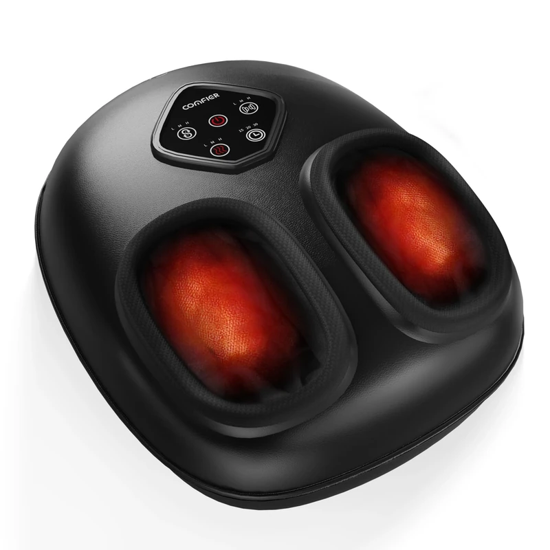 COMFIER Shiatsu Foot Massager with Heat, 4-in-1 Massage Machine Compression, Kneading, Rolling & Heating, Extra Large Foot Fits Up to Size 14, Birthday Gifts for Women Men, Home Office Use