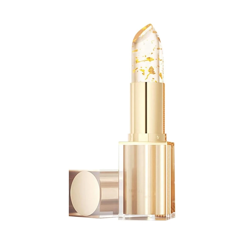 Fenvio Lipstick,Color Changing Lipstick,Transparente Transferproof Gold Crystal Color Changing Lip Stick,Gold Foil Moisturizing Glossy Shine Lip Gloss,24 Hours Moisturizing Glossy Shine Lip Gloss