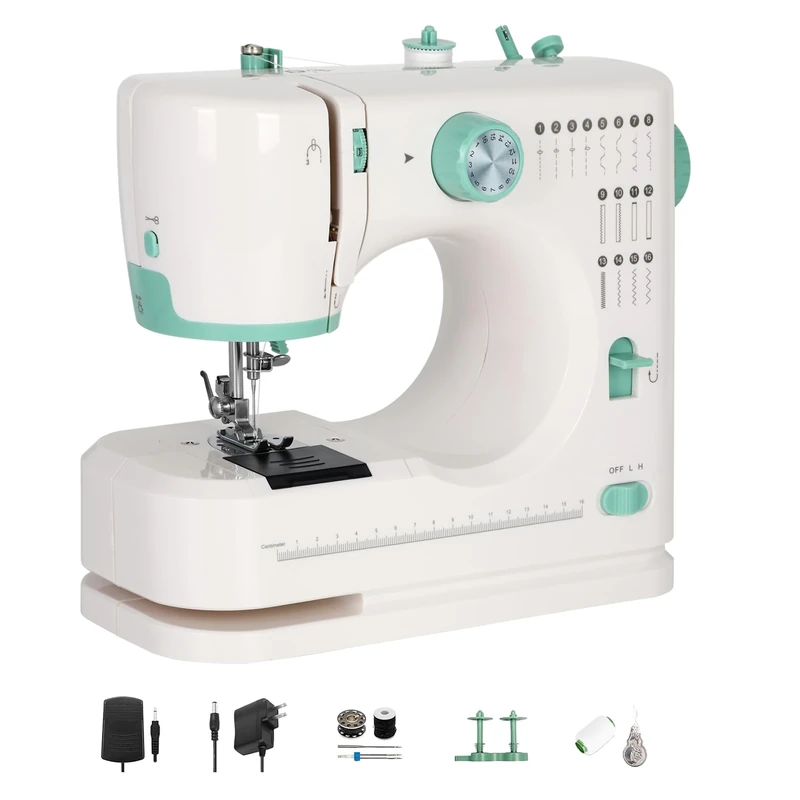 Ballet on Twin Needles, Sewing Machine for Beginners. Double Thread Sewing Machine, 16 kinds of Stitches. Automatic Thread Winding, Pierce Through 6 Layers of Denim