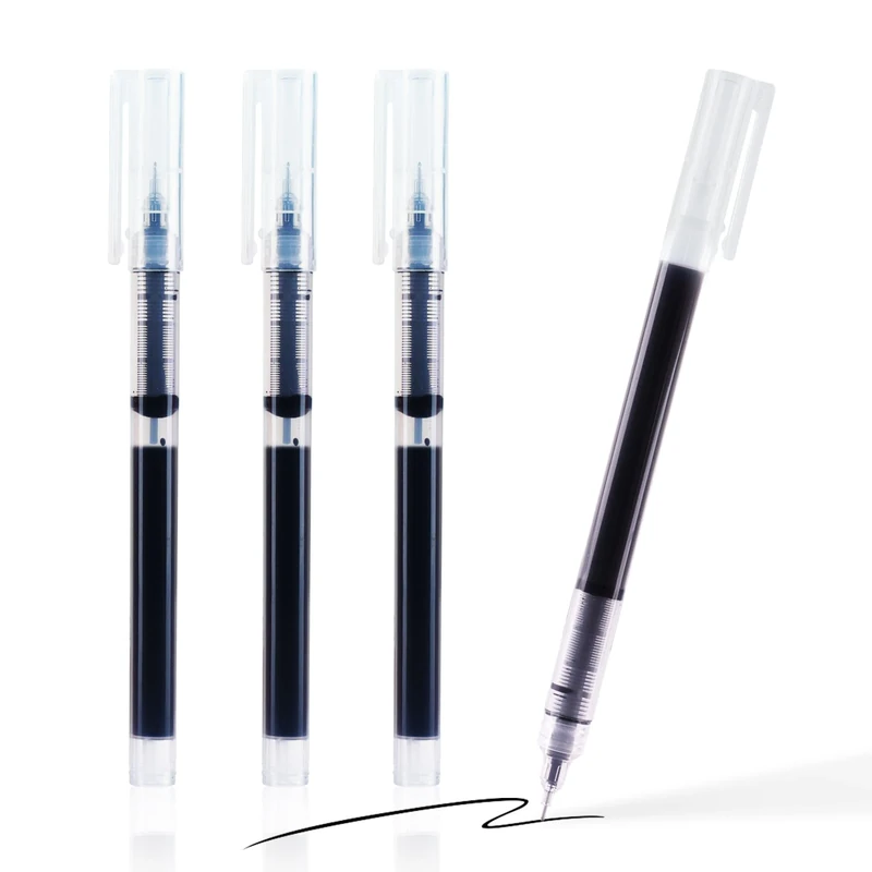 SMOOTHERPRO Gel Ink Pens | 0.5mm Fine Point Biro Rollerball Pens Set | Quick-Drying Gel Pens for Writing & Drawing Stationery Home School Office (CGP003BK) | Black | 3 Pcs