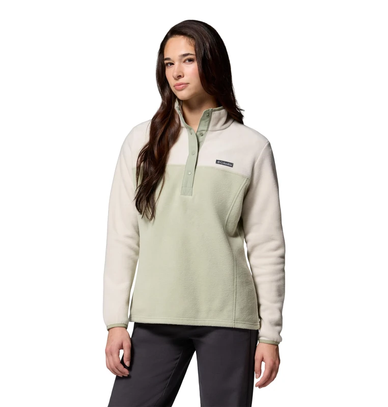 Columbia Women's Benton Springs 1/2 Snap Pull Over 2, Fleece Pull Over, Safari/Dark Stone, Small