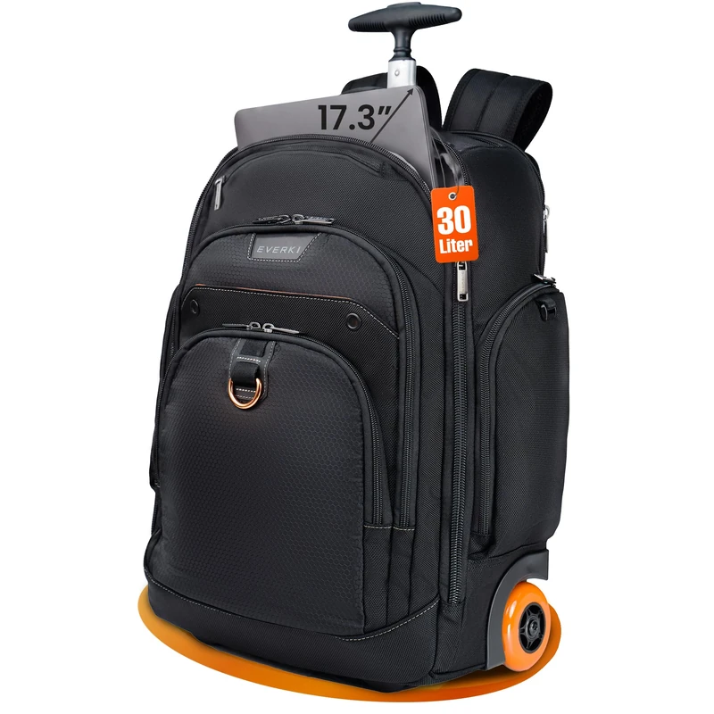 EVERKI Unisex's Atlas Wheeled Backpack, Black, 30 Liters