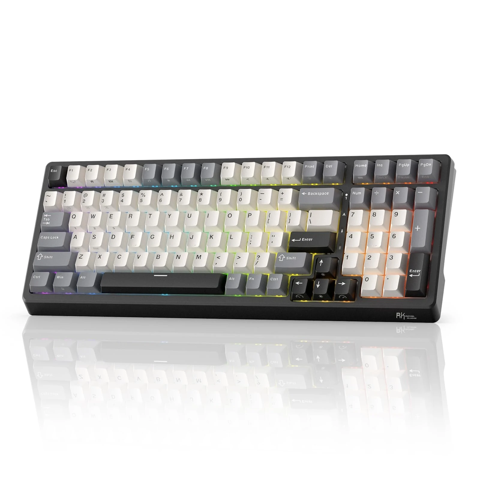 RK ROYAL KLUDGE F99 Wireless Mechanical Keyboard with Number Pad, Tri-Mode Hot Swappable 95%100 Keys Gaming Keyboard BT/2.4G/USB-C, Pro Software, 5000mAh Battery, Customed Tactile Beige Switches