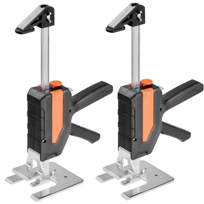 VEVOR Labor Saving Arm Jack, 2 PCS 200 kg Bearing Capacity, Lifting up to 195 mm, Metal Hand Lifting Jack Tool with Magnetic Level, 2 Adjustment Modes, for Door, Window, Furniture, Woodworking, Black