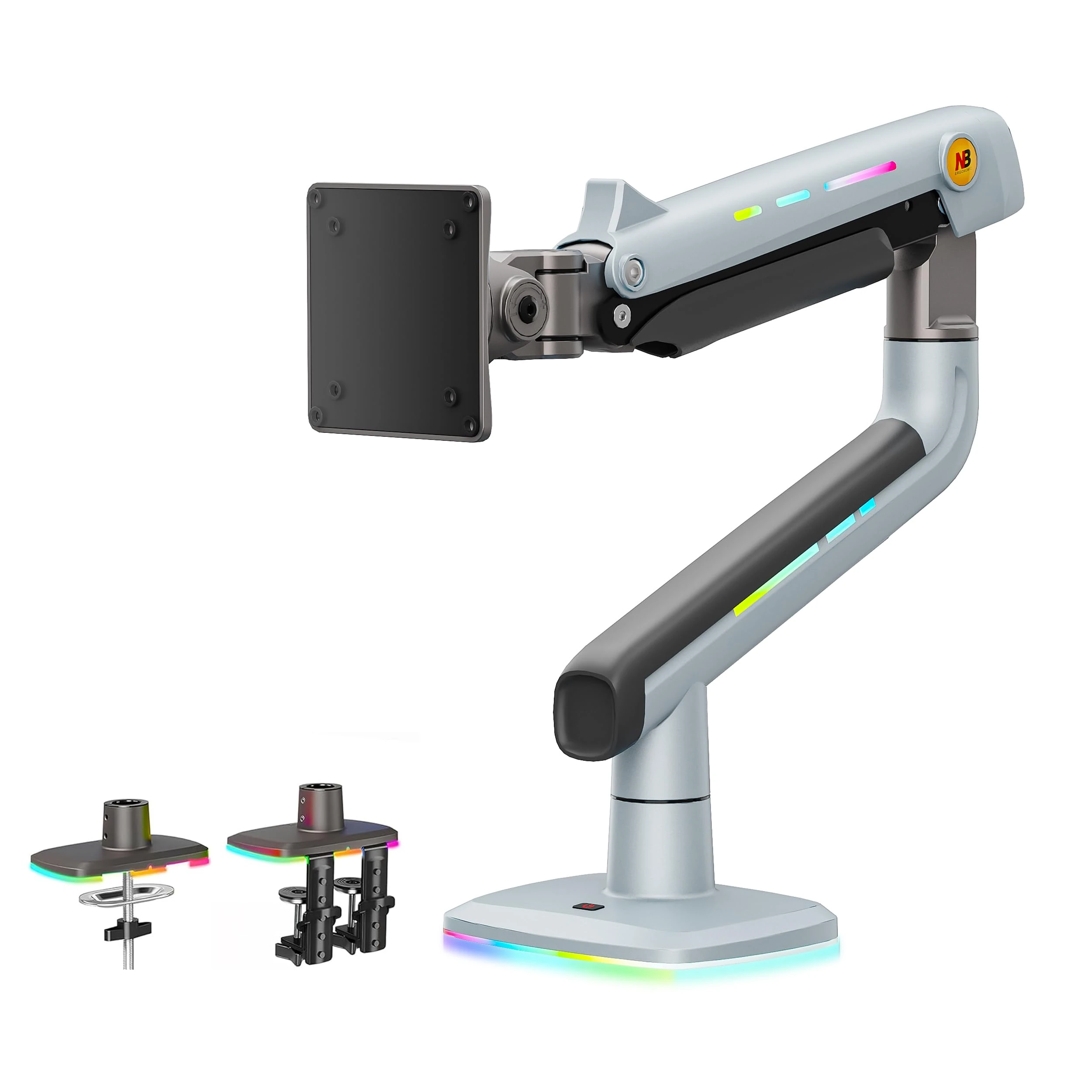 NB Ergonomic Gaming Monitor Arm for 32 to 60 inch Computer Screen Flat Ultrawide Curved & Max Load 20 kg, Heavy Duty Monitor Stand with C-clamp & Grommet Installation VESA 75/100 mm (Lake Blue)