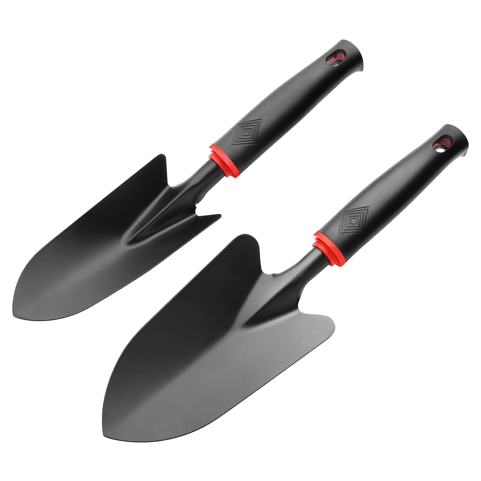 msymsyu Garden Trowel 2 Pcs Black Wide Hand Shovel (32.5 x 8 cm) x1 and Narrow Planting Trowel (32 x 6 cm) x1 Small Garden Shovel for Transplanting Seedlings Weeding and Loosening the Soil