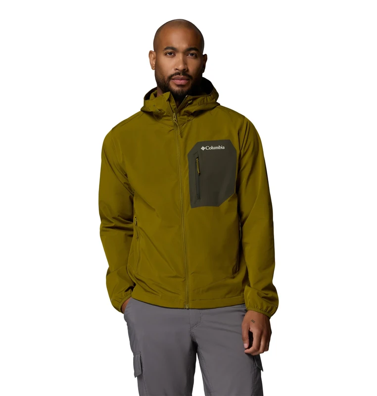 Columbia Men's Tall Heights 3 Hooded Softshell, Softshell Jacket, Mossy Green/Greenscape, Small