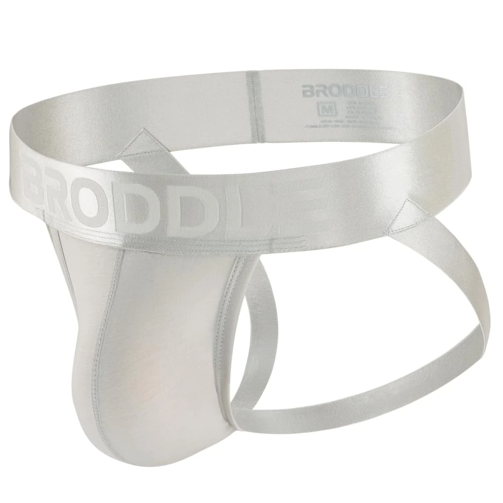 BRODDLE Men's Jockstrap Athletic Supporter Male Active Sport Jock Straps Underwear Light Grey