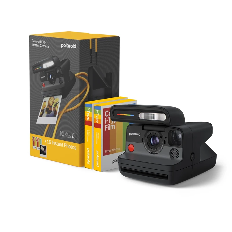 Polaroid FLIP - Instant Camera Black + Color Film Bundle (16 photos)