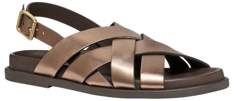 Geox Women's D Adelash A Flat Sandal, Dark Beige, 39 EU