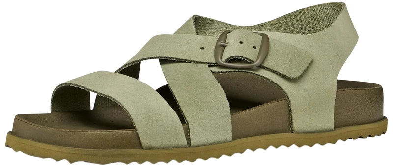Geox Women's D SANDYBETT B Flat Sandal, Olive, 38 EU