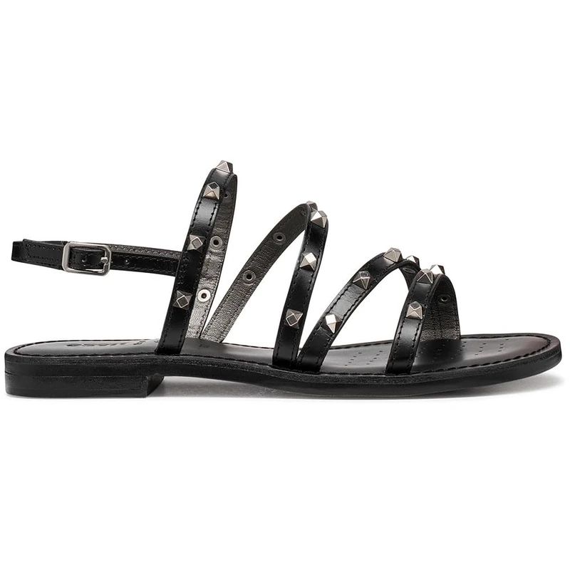 Geox D Maddalusiac H Women's Flat Sandal, Black, 38.5 EU