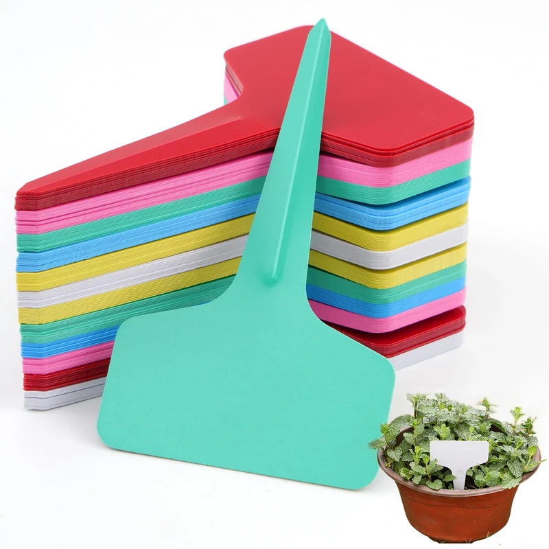 60 Pcs 6 x10cm T-Type Plastic Plant Tags Nursery Garden Labels - Image 1