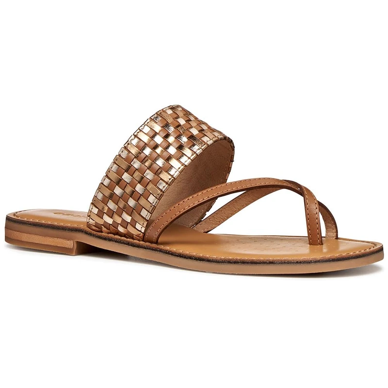 Geox Women's D Maddalusiac G Flat Sandal, Camel/Bronze, 38.5 EU