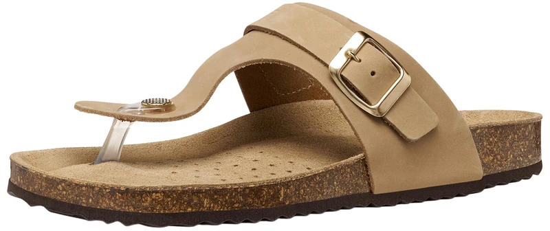 Geox Women's D BRIONIA K Flat Sandal, LT Taupe, 42 EU