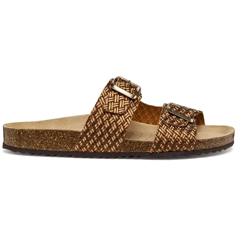 Geox Women's D BRIONIA L Flat Sandal, Bronze, 37 EU