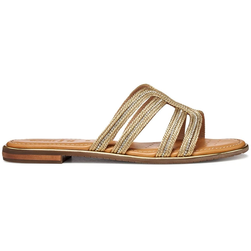 Geox Women D Sozy Plus A Flat Sandal, Dk Gold, 4 UK