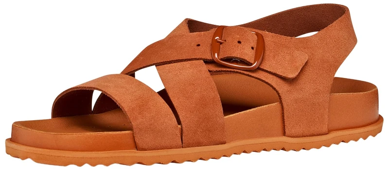 Geox Women's D Sandybed B Flat Sandal, Brick, 37 EU