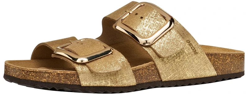 Geox Women's D BRIONIA R B Flat Sandal, LT Gold, 37 EU