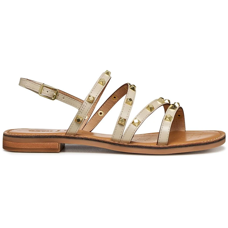 Geox Women's D Maddalusiac H Flat Sandal, Papyrus, EU 39.5