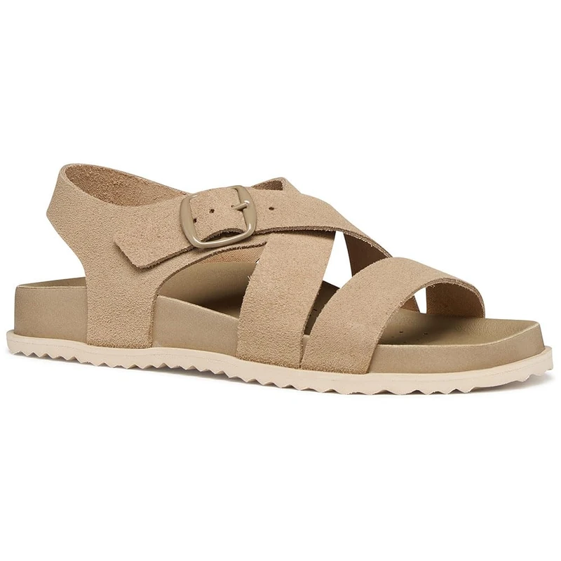 Geox Women's D SANDYBETT B Flat Sandal, LT Taupe, 39 EU