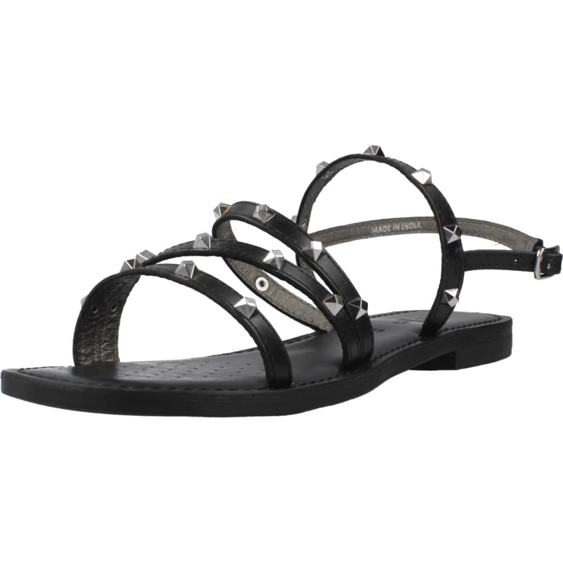 Geox Women's D Maddalusiac H Flat Sandal, Black, 36.5 EU