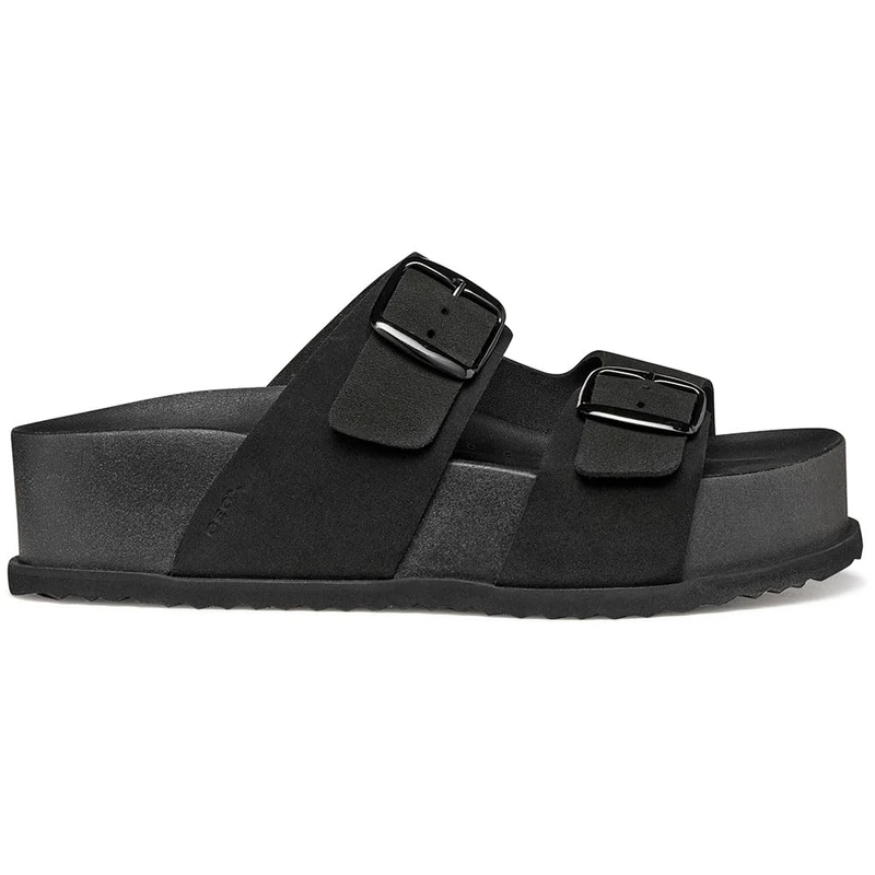 Geox Women's D Sandybed High A Flat Sandal, Black, 39 EU