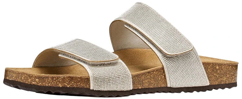 Geox Women's D BRIONIA R D Flat Sandal, Silver, EU 41