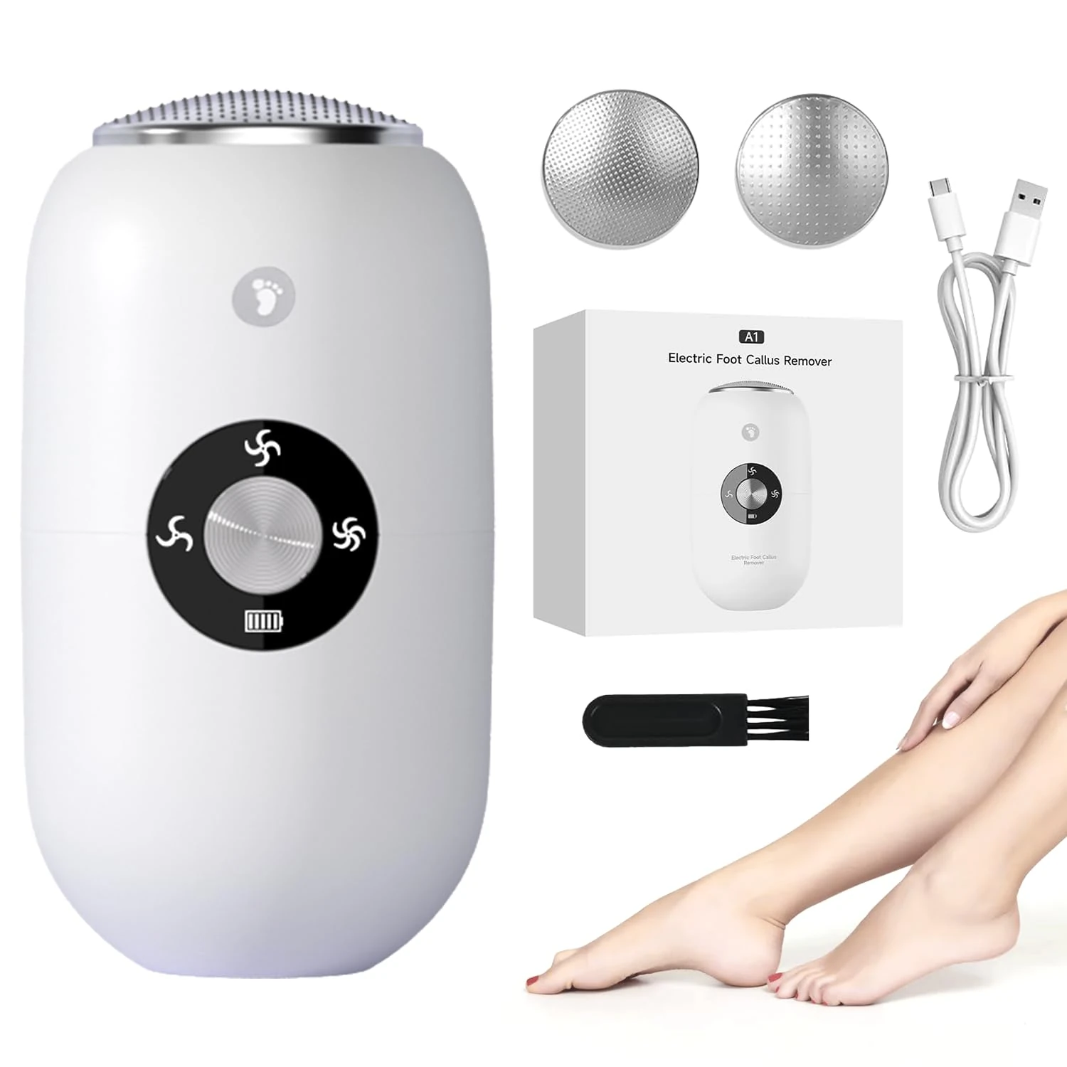 Jostart Electric Foot File,Rechargeable Hard Skin Remover Foot Grinder Portable Pedicure Sets for Feet Care Dry Dead Skin Cracked Heels Calluses