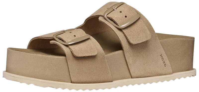 Geox Women's D Sandybed High A Flat Sandal, LT Taupe, 39 EU