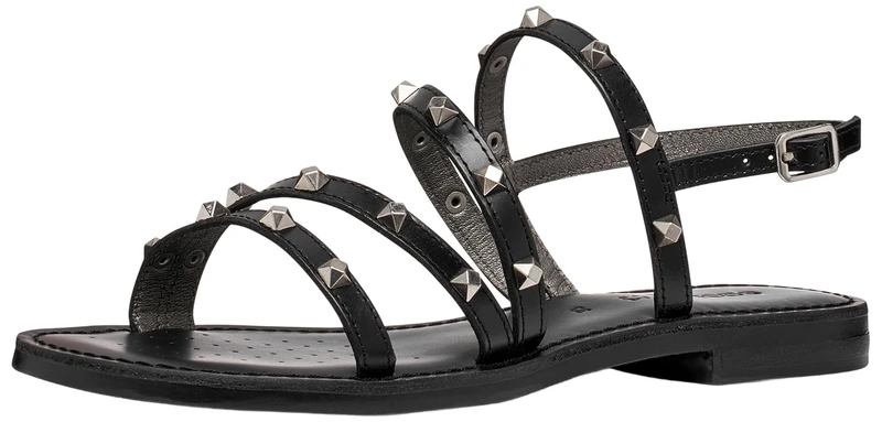 Geox Women D Maddalusiac H Flat Sandal, Black, 7 UK