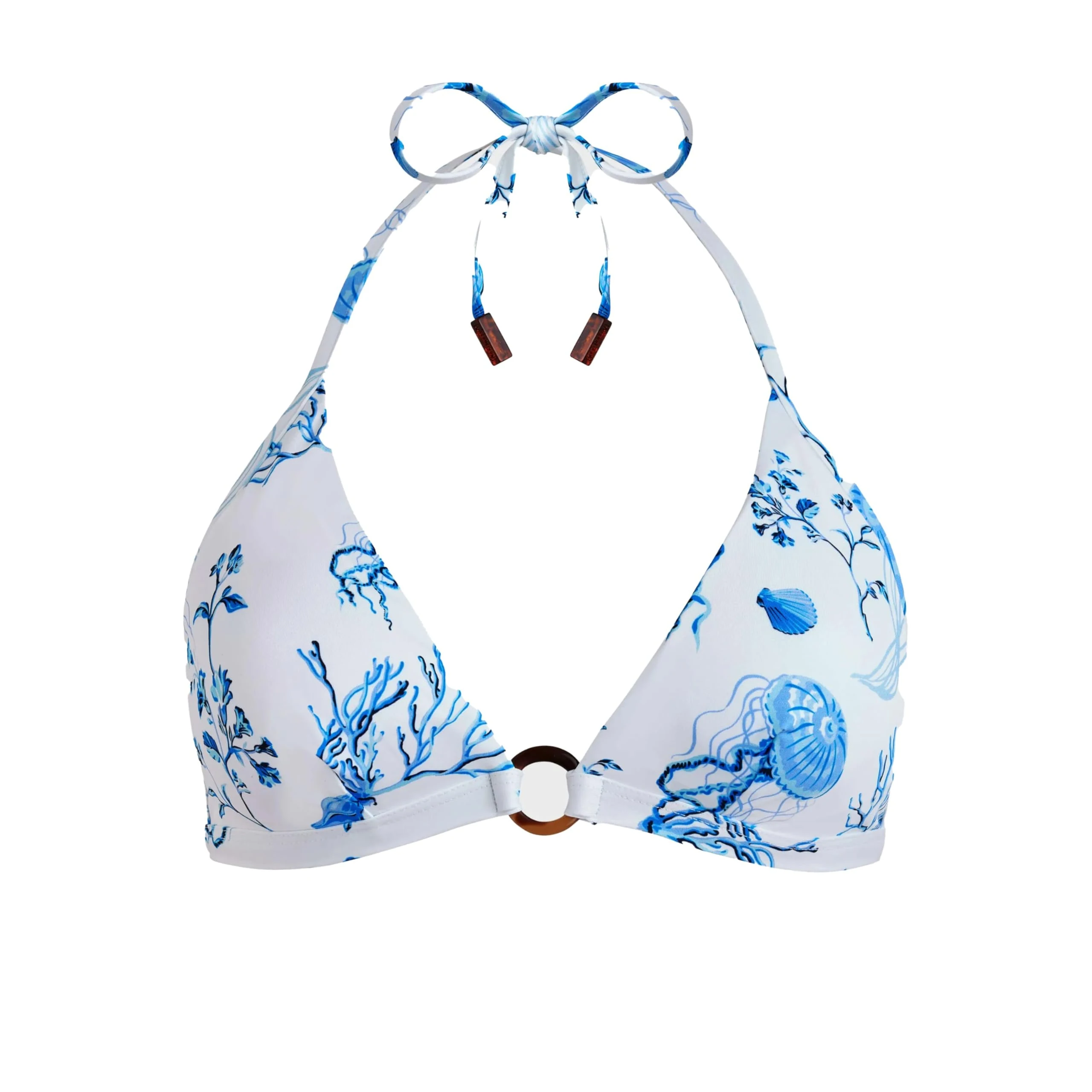 Vilebrequin, Halter Bikini Top Medusa and Shells, Xs, White