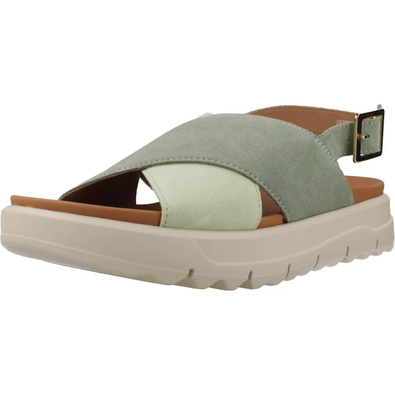 Geox Women's D XAND 2.1S E Wedge Sandal, Olive/LT Green, 39 EU