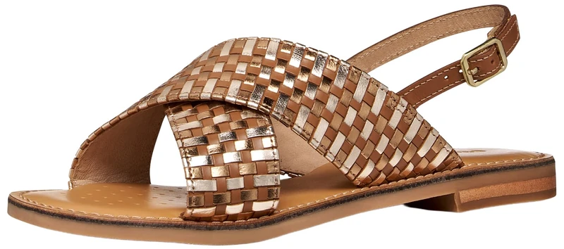 Geox Women D Maddalusiac N Flat Sandal, Camel Bronze, 7 UK