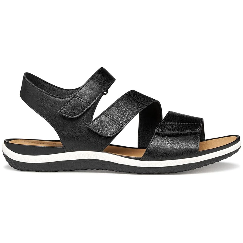 Geox Women's D Vega A Flat Sandal, Black, 40 EU