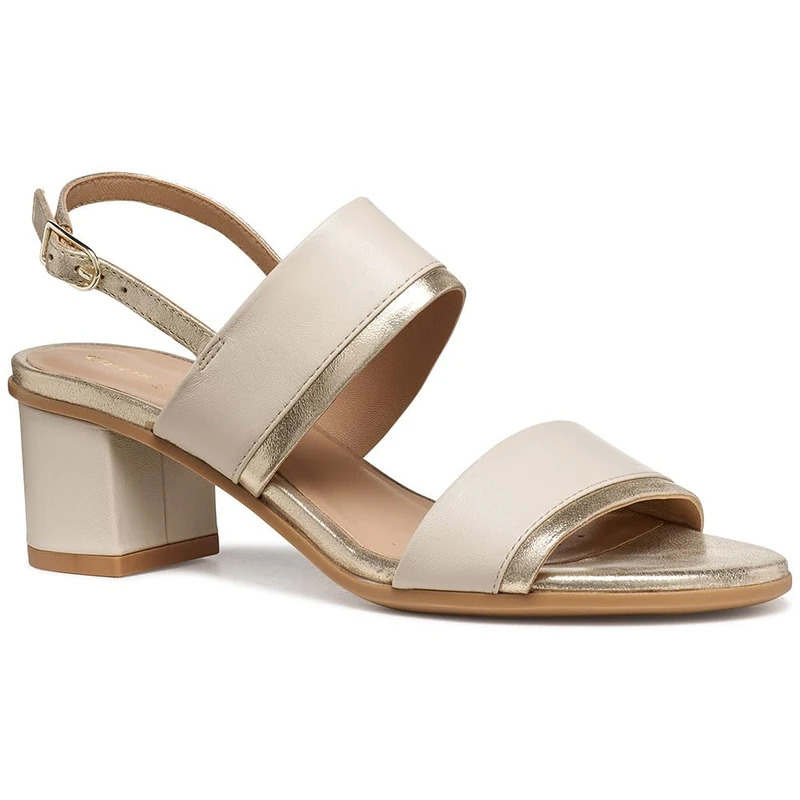 Geox Women D Aurely 50 B Heeled Sandal, Papyrus Lt Gold, 7 UK