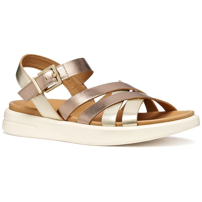 Geox D Xand 2s B, Women's Wedge Sandals, Dk Beige Lt Gold, 41 EU/UK 7
