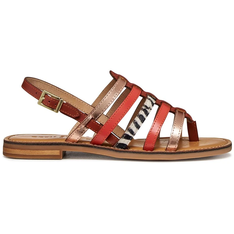 Geox Women's D Maddalusiac B Flat Sandal, Rose Gold/Brick, 39 EU