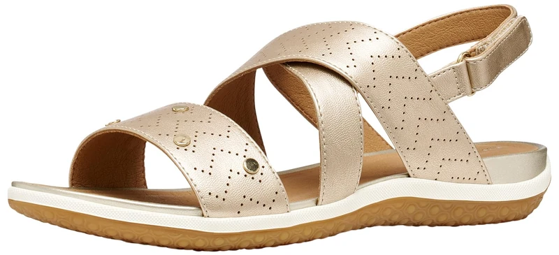 Geox Women's D Vega B Flat Sandal, LT Gold, 40 EU
